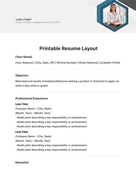 Free Printable Resume Layout Template To Edit Online