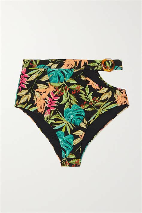 PatBO Tropicalia Cutout Floral Print Bikini Briefs Editorialist