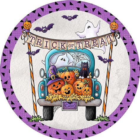 Nichpedr Retro Round Sign Halloween Trick Or Treat Wreath