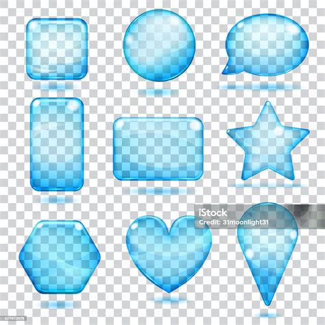 bentuk kaca biru transparan ilustrasi stok  gambar