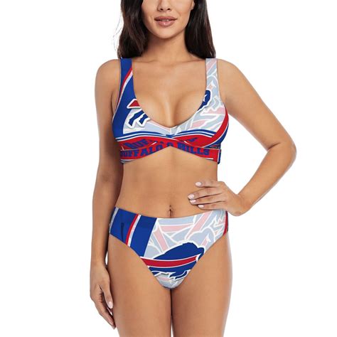 Bills Bikini Set For Women Bikini Two Piece Swimsuit Cross V Neck Bikini Women Suspender