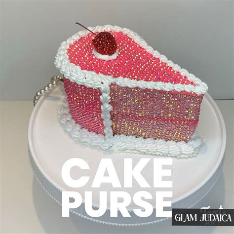 Barbie Inspired Hot Pink Pink Cake Purse With Cherry By Glam Judaica Rhinestone Handbag