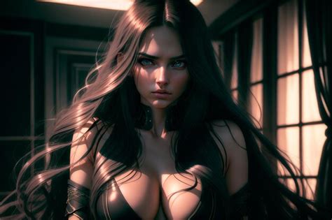 Premium AI Image Beautiful Woman In Lingerie With A Black