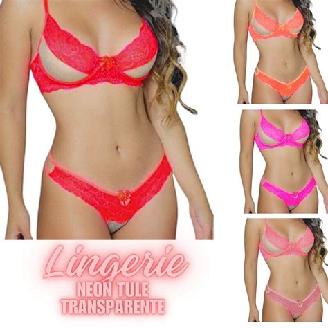 Conjunto Lingerie sem Bojo Aro Tule Invisível Carnaval Sensual Sutiã Lingerie Langerie Sexy