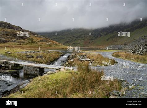 Path Beside Llyn Cwmorthin In An Area Of Old Quarry Workings Now