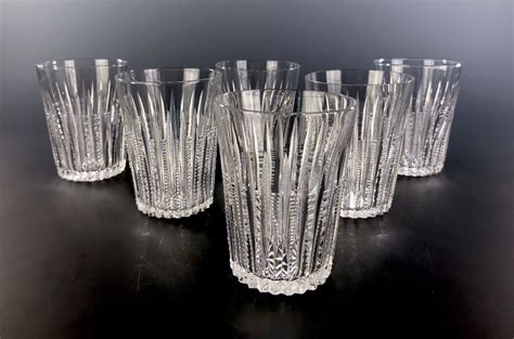 Antique American Brilliant Cut Glass Tumblers Beaded Prism Cutting SET ...