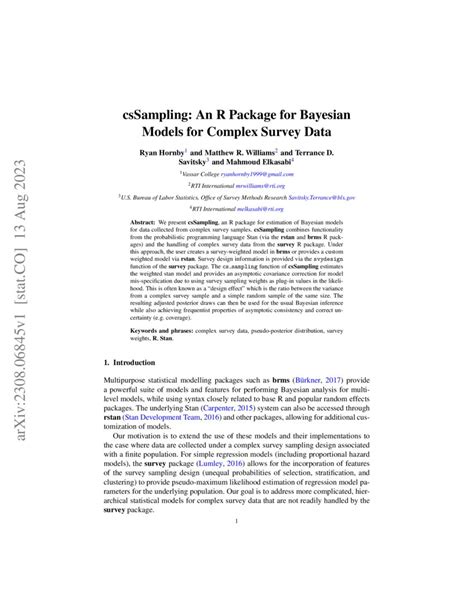 Cssampling An R Package For Bayesian Models For Complex Survey Data