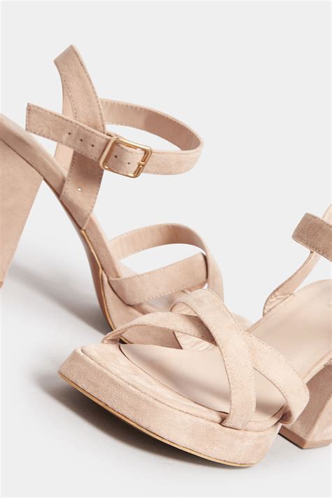 Nude Platform Sandal Heels In Wide E Fit Extra Wide EEE Fit Yours Clothing