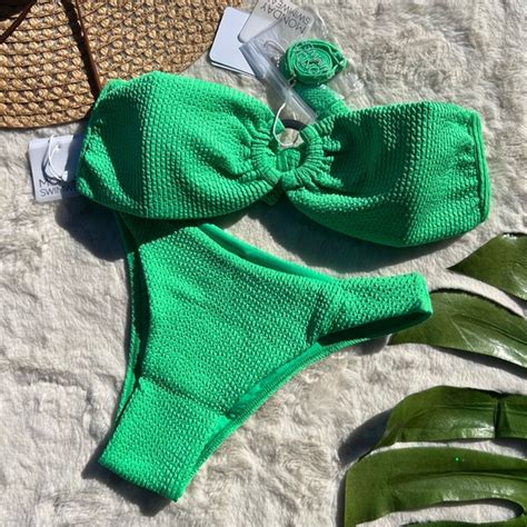 Monday Swimwear Swim Monday Swim Neon Bandeau Bikini Set Sxs Poshmark