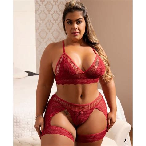 Conjunto Lingerie Plus Size Sem Bojo Calcinha Perneira Amor De Luxo O Seu Sex Shop