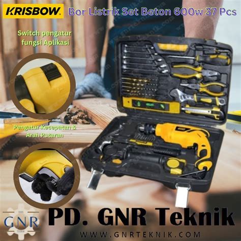 Krisbow Set Bor Listrik Beton 600w 37 Pcs Toko Gnr Teknik