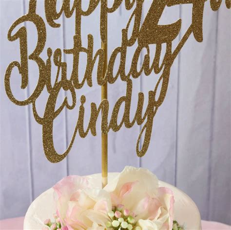 Happy Birthday Cake Topper Any Age Name 24th Birthday Party Etsy