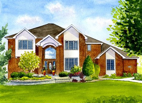 Заказная живопись на холсте Акварельные портреты дома - Etsy