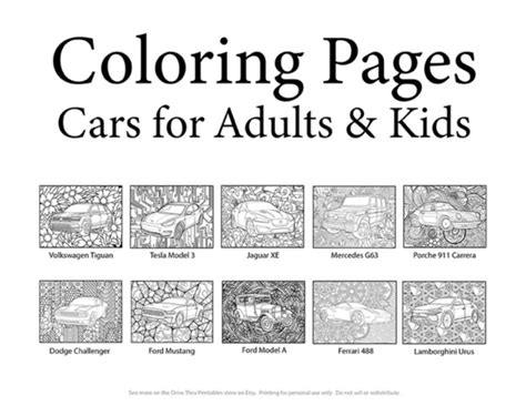 Coloring Pages Cars PDF PNG, Printable Adult Coloring Pages Kids Girls