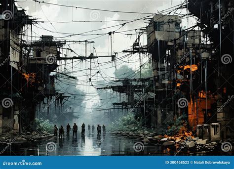 War Torn Landscape With Remnants Of Destruction Stock Photo Image Of