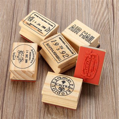 Retro Vintage Wooden Rubber Stamps (6pcs/set) – Pencil Box Factory