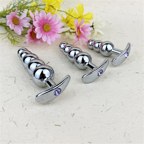Sizes Metal Butt Plug With Jewelry Anal Beads Training Butt Plugs G Spot Prostate Massager