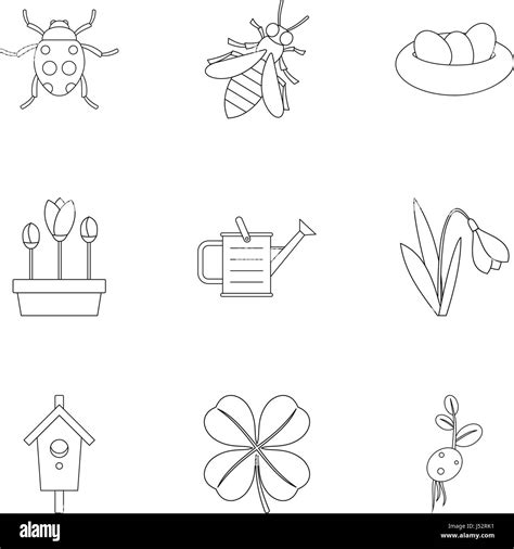 Garden Icons Set Outline Style Stock Vector Image And Art Alamy