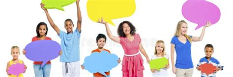 Die Verschiedenen Gruppen Leute Kinder Die Rede Halten Sprudelt