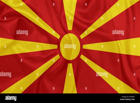 Macedonia - Waving national flag on silk texture Stock Photo - Alamy