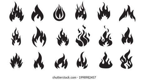 Fire Flames Set Vector Icons Stock Vector Royalty Free 1998982457