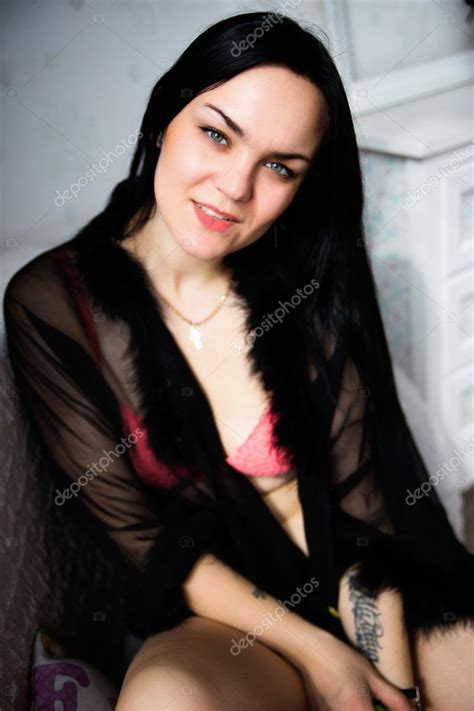 Beautiful Sexy Glamour Brunette Woman In The Bedroom In Sensual Stock Photo Ribalka 105220064