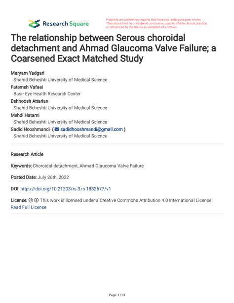 PDF The Relationship Between Serous Choroidal Detachment And Ahmad