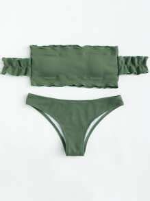 Ruched Bandeau Bikini Set Shein Sheinside