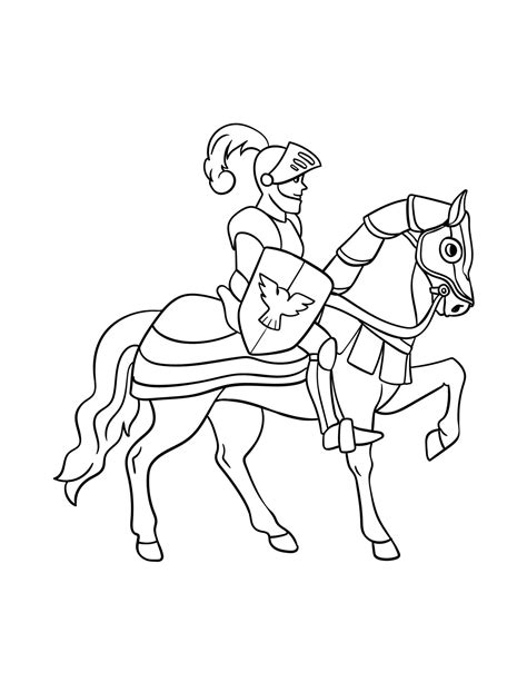 Desenho De Cavaleiro Em Um Cavalo Isolado Para Colorir Para Crian As