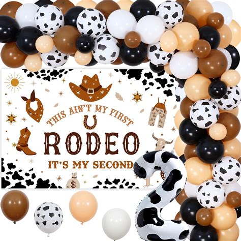 Joymemo My 2nd Rodeo Birthday Decorations Boy Brown Cowboy Balloon