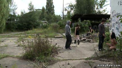 Naked Slave Walked In Public Parking