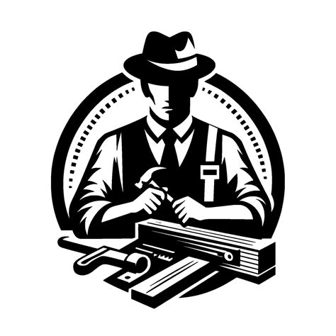 Black and white carpenter a fedoraclad craftsman, meticulously