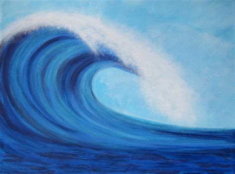 Blaue Welle in Acryl | Wellen malen, Acrylmalerei-leinwand, Wellen zeichnen
