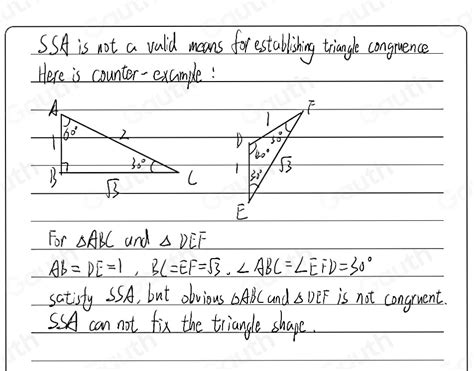 Solved Determine Whether Side Side Angle Ssa Is A Valid Means For