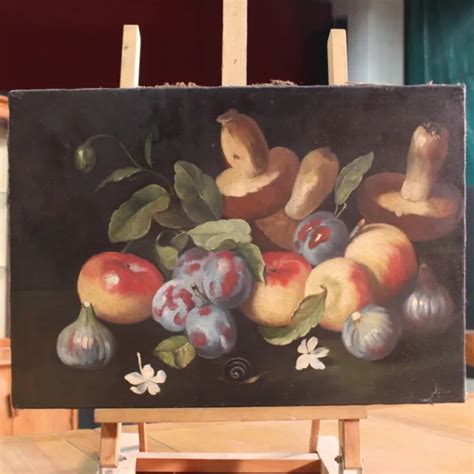 Tableau Italien Huile Sur Toile Peinture Nature Morte Fruits Style