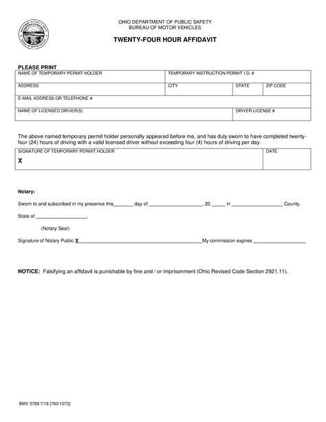 Form Bmv Twenty Four Hour Affidavit Forms Docs