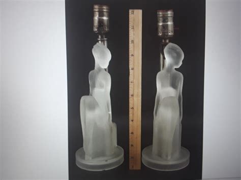 Set Of Art Deco C S Frosted Art Glass Female Nude Figural Table Lamps For Sale At Stdibs