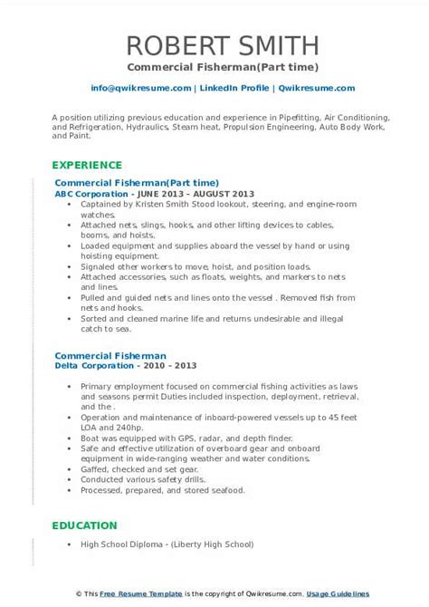 Fishing Resume Template