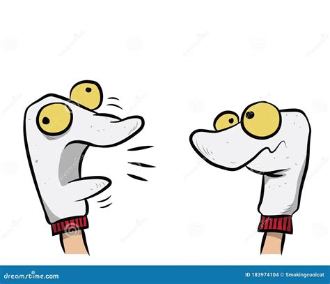 Two Sock Puppets Talking Vector Illustration | CartoonDealer.com #183974104