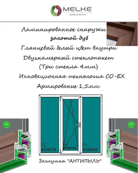 Окно ПВХ (ШхВ) 2000х1700 Melke 60 мм, трехстворчатое, центральная ...