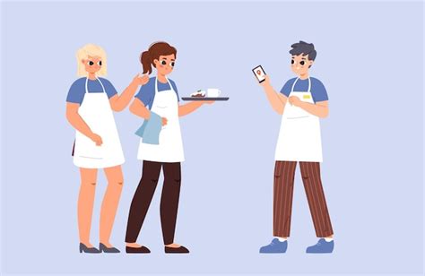 food service worker character vectors illustrations