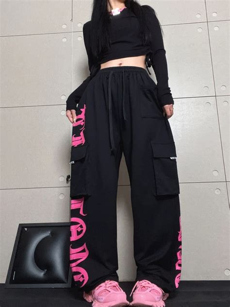 Qweek Y K Korean Style Jogging Sweatpants Women Streetwear Kpop Letter