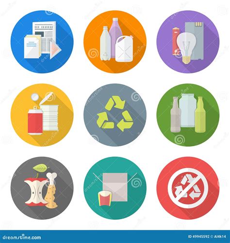 Flat Design Different Waste Recycle Separate Collection Stock Vector