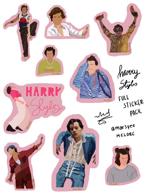 Full Pack Harry Styles Stickers Adesivos Para Impress O Desenho