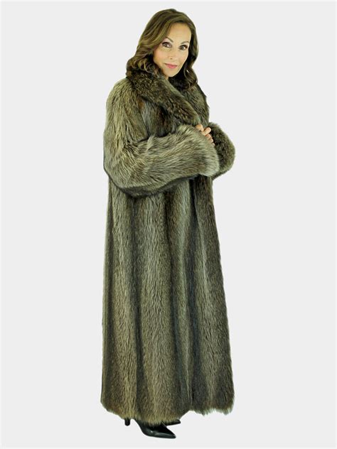 Natural Raccoon Fur Coat Womens Fur Coat Medium Estate Furs