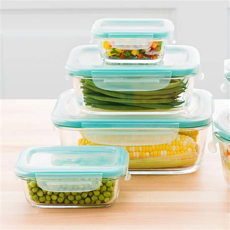 OXO Good Grips 8-Piece Smart Seal Rectangular Glass Food Storage Set ...