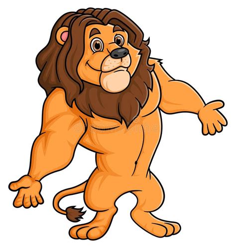 Caricatura De Un León Fuerte Que Representa A Un Personaje De Mascota