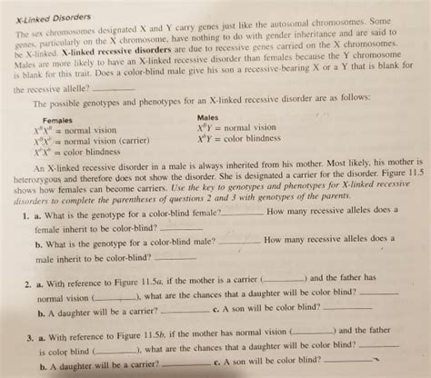 Solved X Linked Disorders The Sex Chromosomes Designated X Chegg