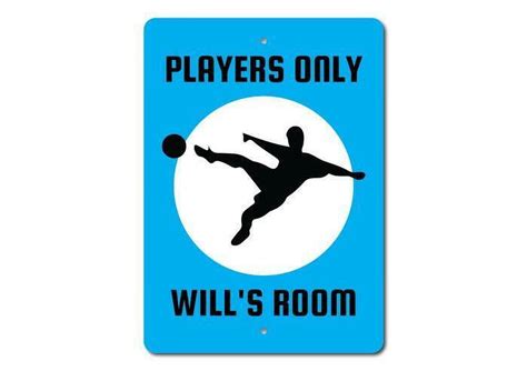 Players Only Soccer Design Kids Bedroom Sign Sports Bedroom Metal Sign