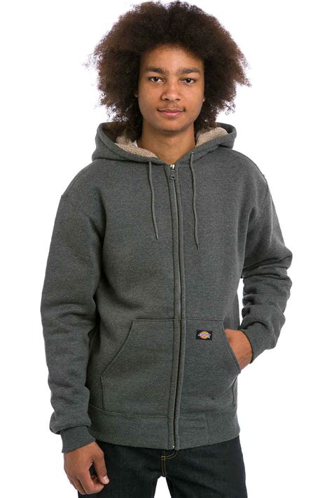 Dickies Sherpa Lined Fleece Zip Hoodie Dark Heather Buy At Skatedeluxe